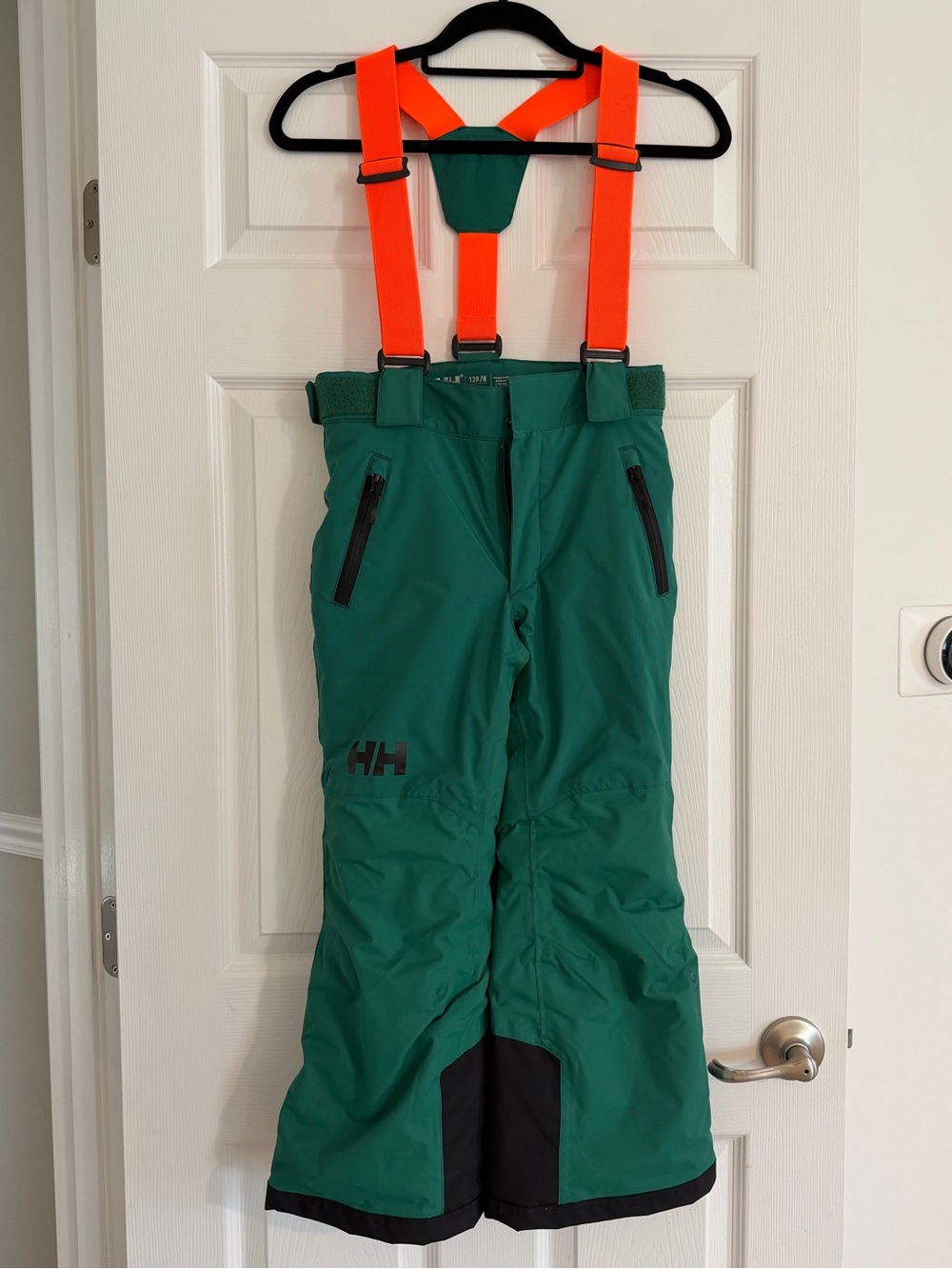 Helly Hansen Junior's No Limits 2.0 Ski Pants - Hunter Green and Bright Orange-8